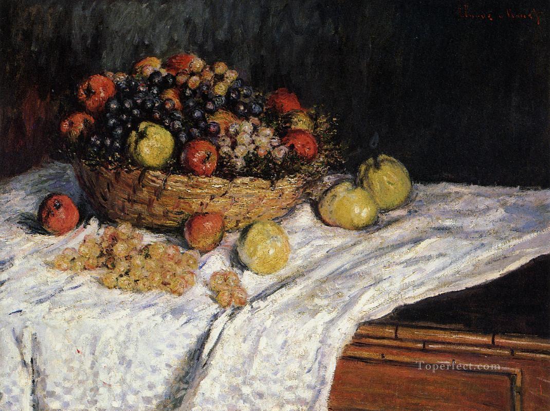 Fruit Basket with Apples and Grapes Claude Monet Oil Paintings
